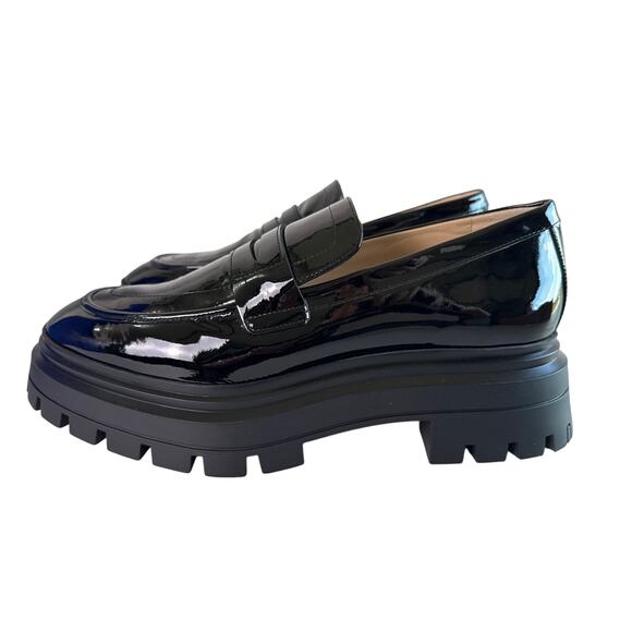 Stuart Weitzman Bedford Loafer Platform Slip On Womens 9.5 Black Patent Leather - Picture 7 of 13
